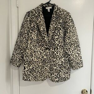 Chico's Womens black/Metallic Animal Leopard Print Jacket Blazer Size 2 Mob Wife